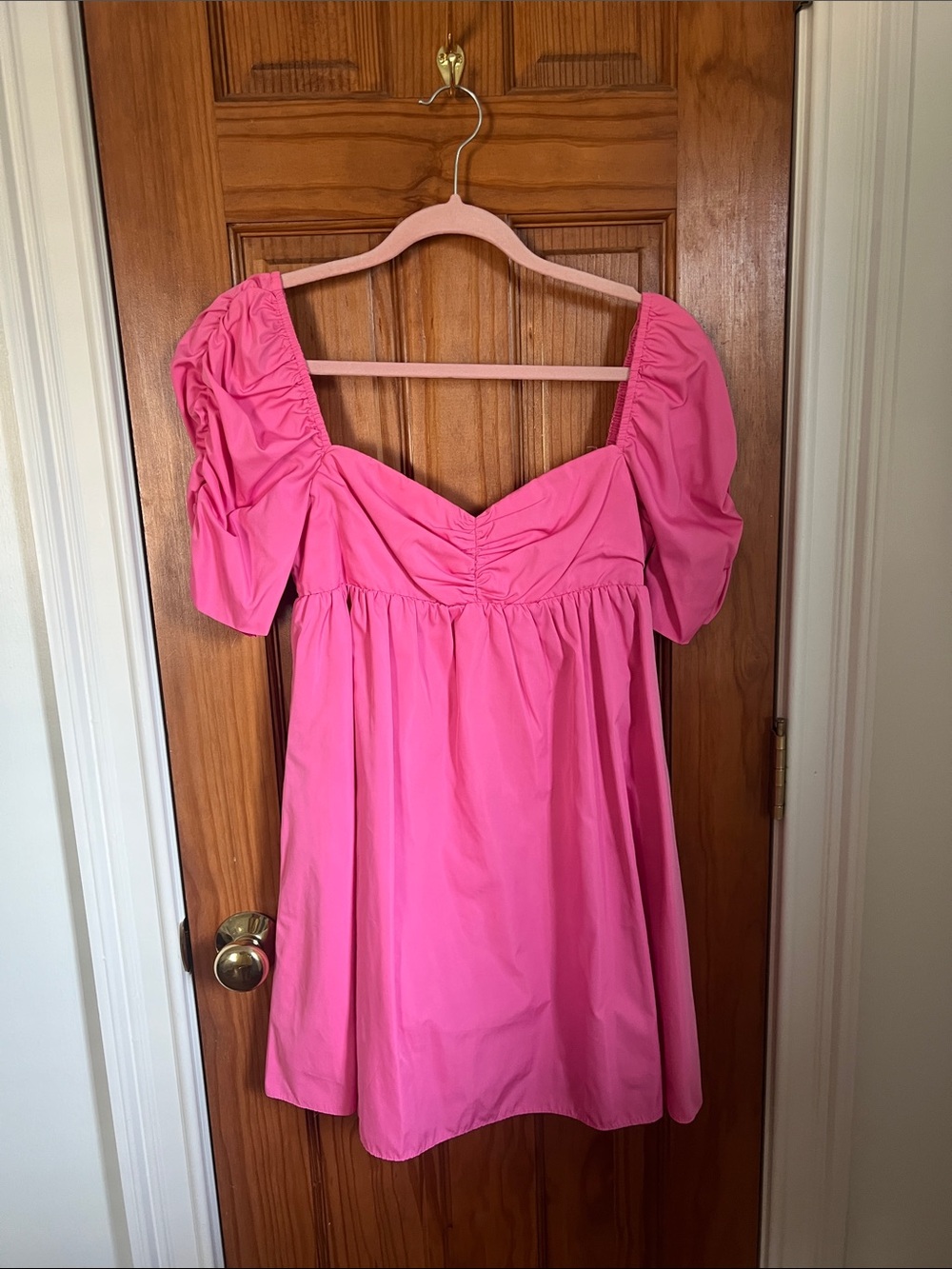 Amanda Uprichard Hot Pink Puff-Sleeve Mini Dress